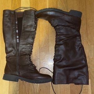 Calf-high Brown Combat Boots